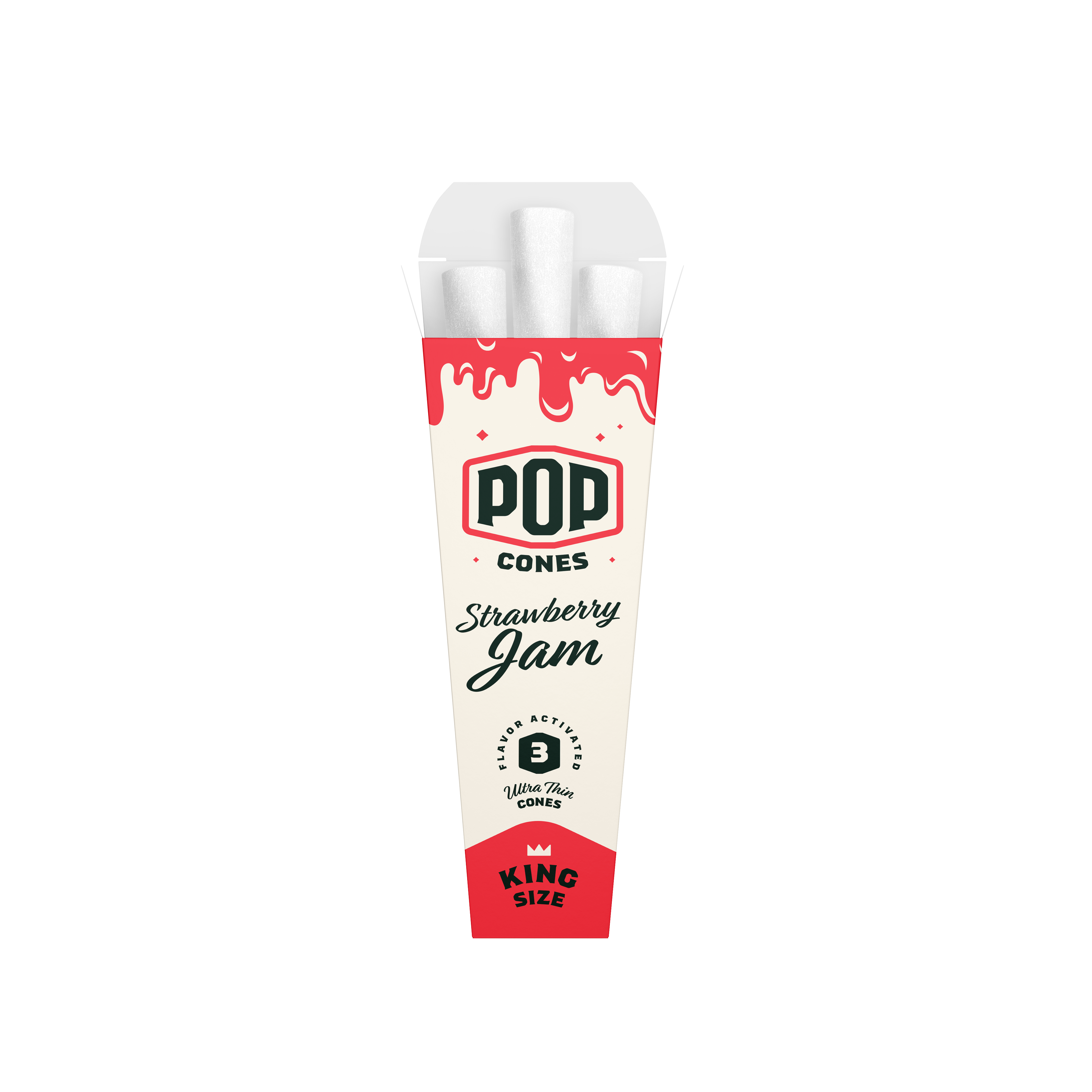 Pop Cones King Size Strawberry-Jam Display 3x24